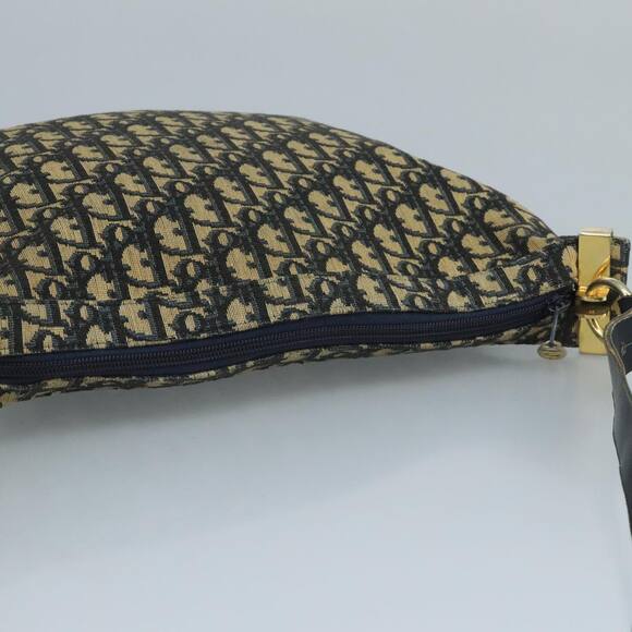 DIOR Trotter Canvas Shoulder Bag Navy Gold - Picture 6 of 12